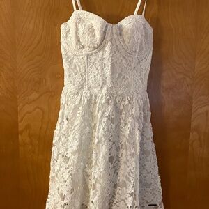 White Lace Corset Dress Y2K Cottage Core Fairy Size Small Abercrombie and Fitch